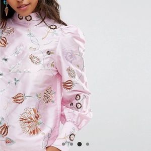 ASOS Premium Embroidered Top with Exaggerated Sleeve.